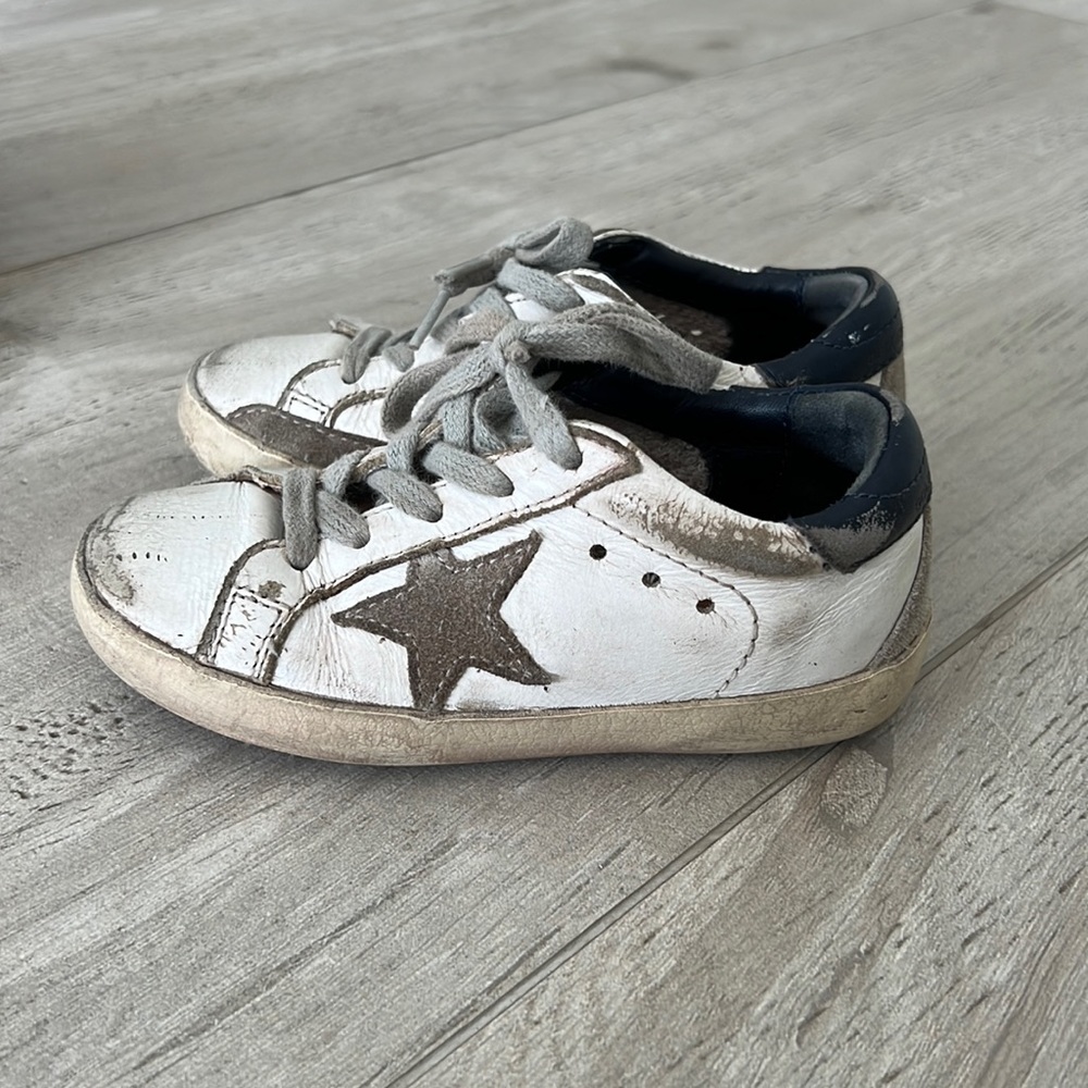 White and navy Golden Goose sneakers